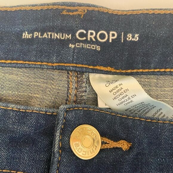 Chico's - Platinum Denim High Waisted Cropped Jeans -  Chico's size 3 , US 16 - Picture 3 of 6